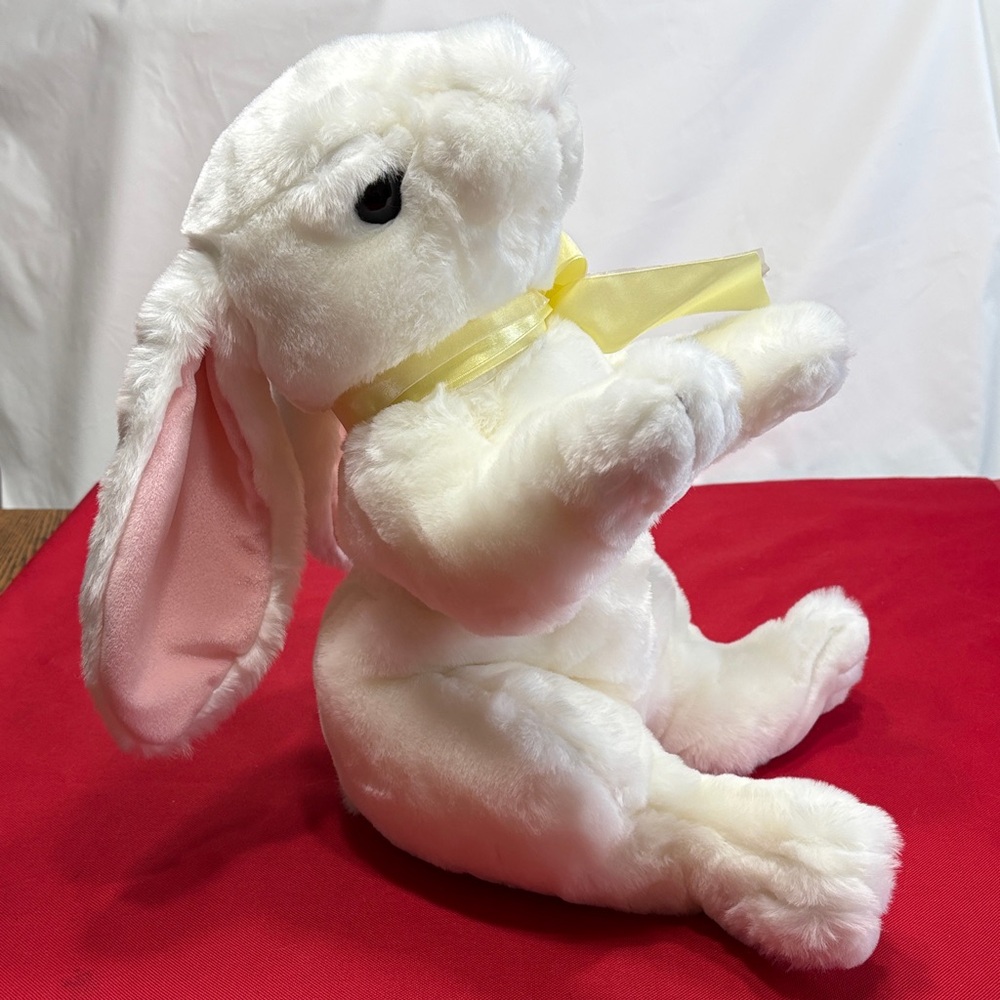Commonwealth White Bunny With Yellow Ribbon Plush 16" - Picture 5 of 8